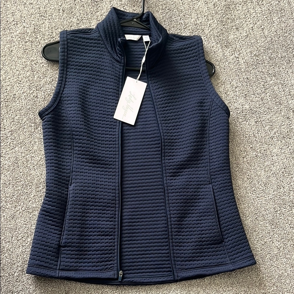 Navy Quilted Sleeveless Vest